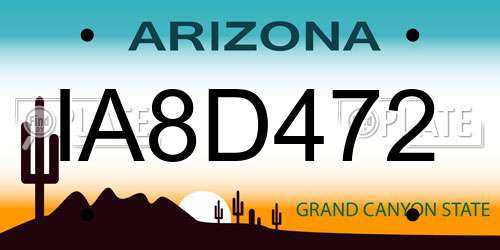 IA8D472 Arizona License Plate