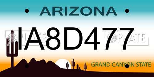 IA8D477 Arizona License Plate
