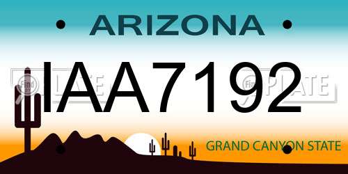 IAA7192 Arizona License Plate