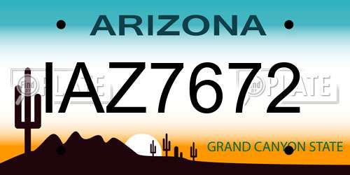 IAZ7672 Arizona License Plate