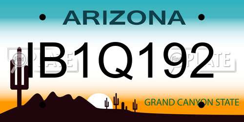 IB1Q192 Arizona License Plate