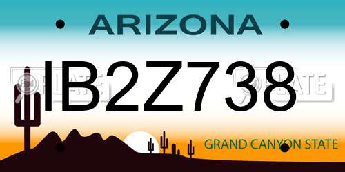 IB2Z738 Arizona License Plate