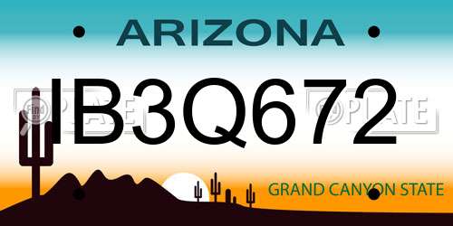 IB3Q672 Arizona License Plate