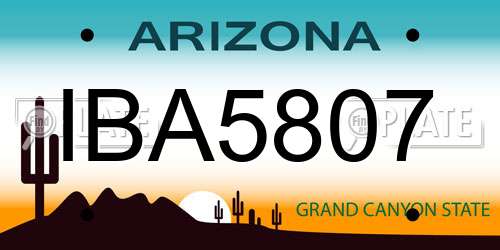IBA5807 Arizona License Plate