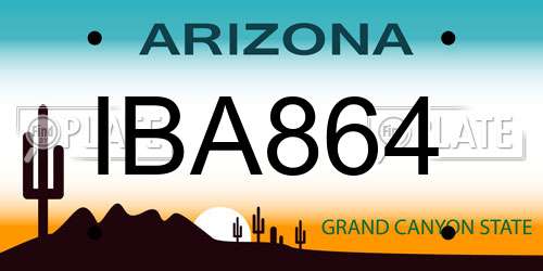 IBA864 Arizona License Plate
