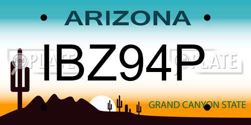IBZ94P Arizona License Plate