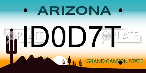 ID0D7T Arizona License Plate