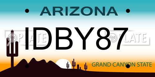 IDBY87 Arizona License Plate