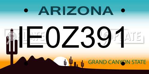 IE0Z391 Arizona License Plate