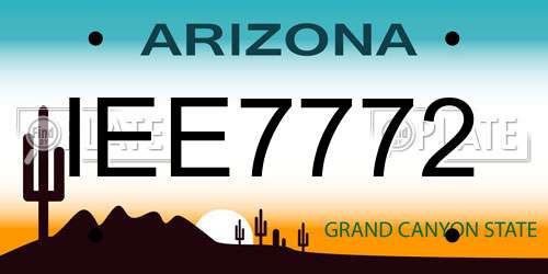 IEE7772 Arizona License Plate