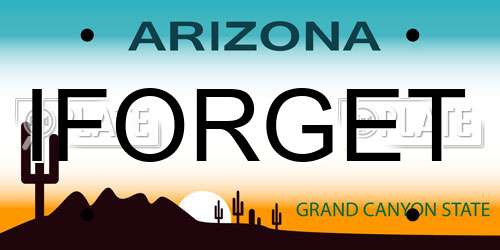 IFORGET Arizona License Plate
