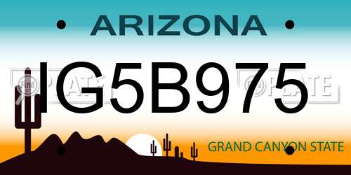 IG5B975 Arizona License Plate