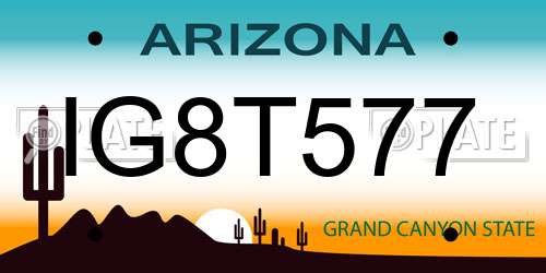 IG8T577 Arizona License Plate