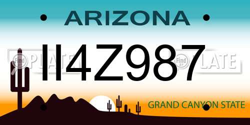 II4Z987 Arizona License Plate