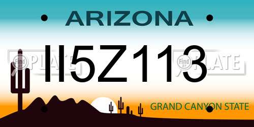II5Z113 Arizona License Plate