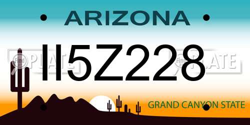II5Z228 Arizona License Plate