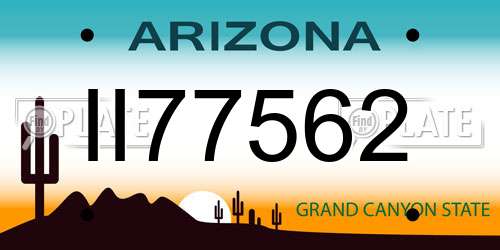 II77562 Arizona License Plate