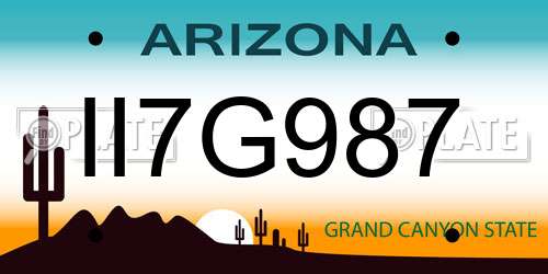 II7G987 Arizona License Plate
