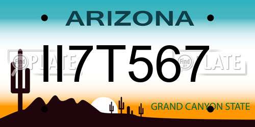 II7T567 Arizona License Plate