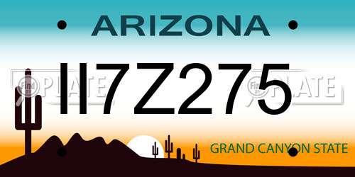 II7Z275 Arizona License Plate