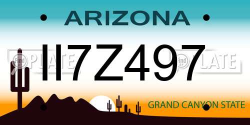 II7Z497 Arizona License Plate