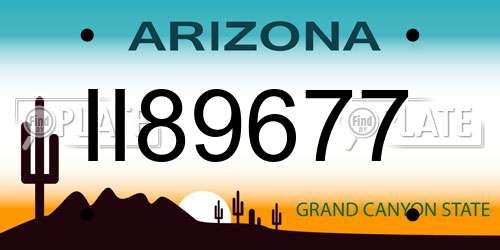 II89677 Arizona License Plate