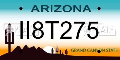 II8T275 Arizona License Plate