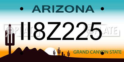 II8Z225 Arizona License Plate