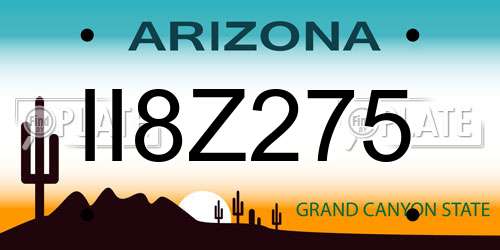 II8Z275 Arizona License Plate