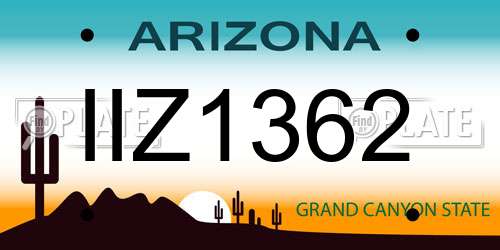 IIZ1362 Arizona License Plate
