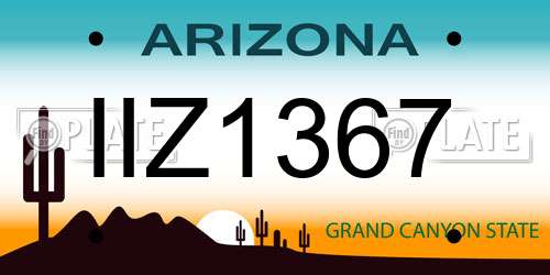 IIZ1367 Arizona License Plate