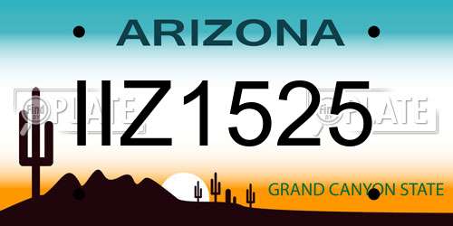 IIZ1525 Arizona License Plate