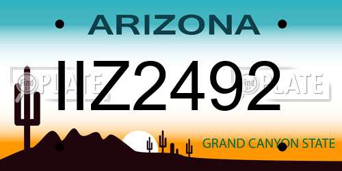 IIZ2492 Arizona License Plate