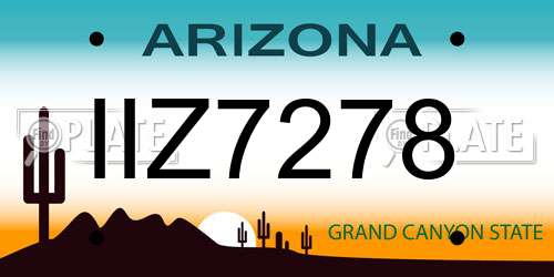 IIZ7278 Arizona License Plate