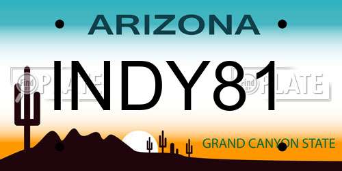 INDY81 Arizona License Plate