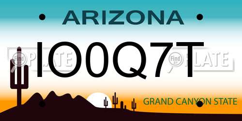 IO0Q7T Arizona License Plate