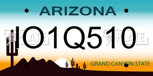 IO1Q510 Arizona License Plate