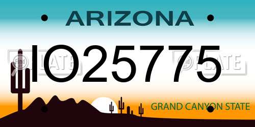IO25775 Arizona License Plate