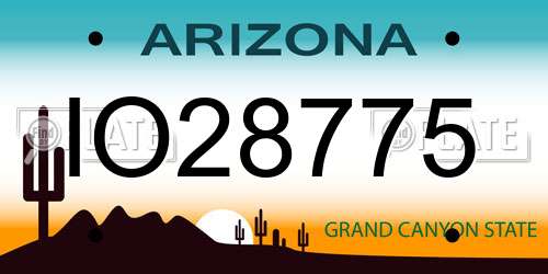 IO28775 Arizona License Plate