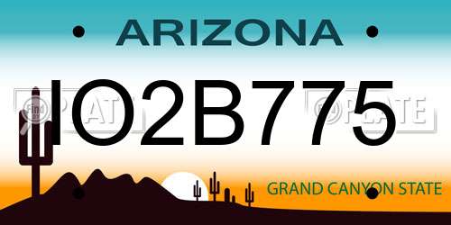 IO2B775 Arizona License Plate