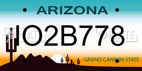 IO2B778 Arizona License Plate
