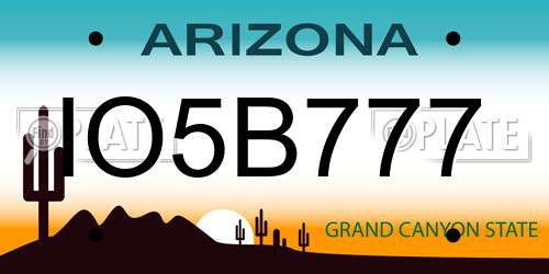 IO5B777 Arizona License Plate