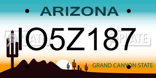 IO5Z187 Arizona License Plate