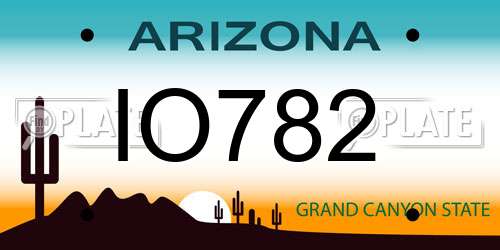 IO782 Arizona License Plate