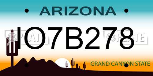 IO7B278 Arizona License Plate
