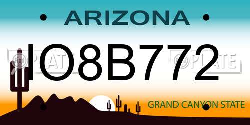 IO8B772 Arizona License Plate