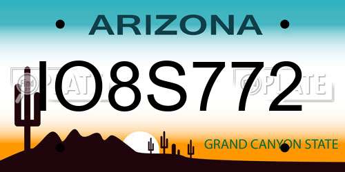 IO8S772 Arizona License Plate
