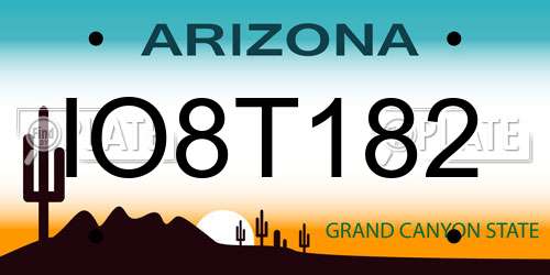 IO8T182 Arizona License Plate