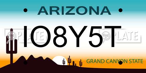 IO8Y5T Arizona License Plate
