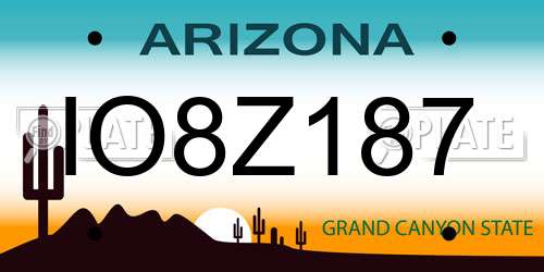 IO8Z187 Arizona License Plate